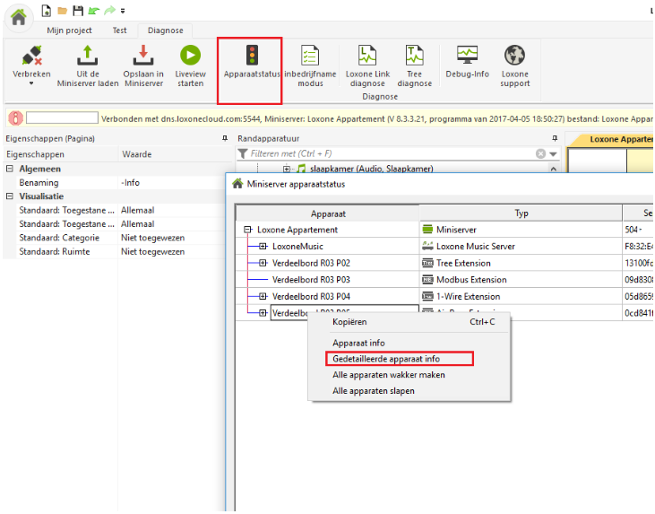 controle apparaat status