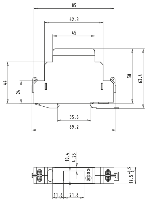 Afmetingen Modbus single Phase