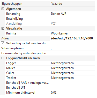 eigenschappen UDP gebruik virtuele uitgangen