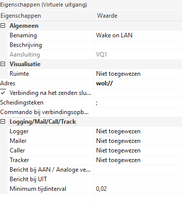 eigenschappen WOL gebruik virtuele uitgangen