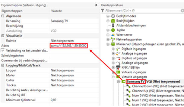 eigenschappen virtuele uitgangen