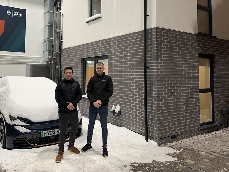 Zach Meek and Cameron Drew outside eHome2 Loxone Future Homes Standard