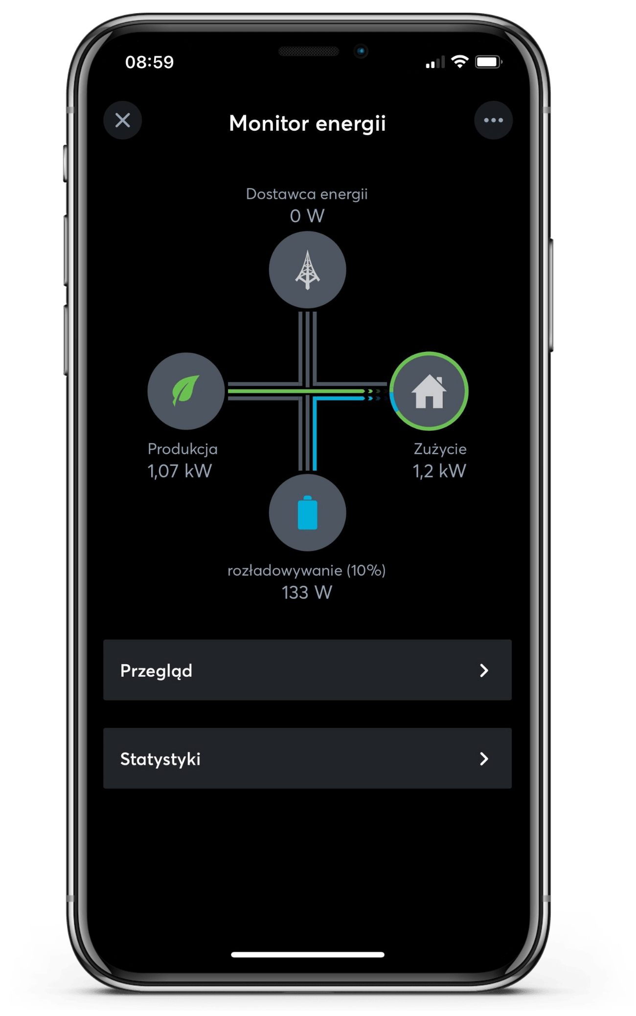 Monitor energii w aplikacji