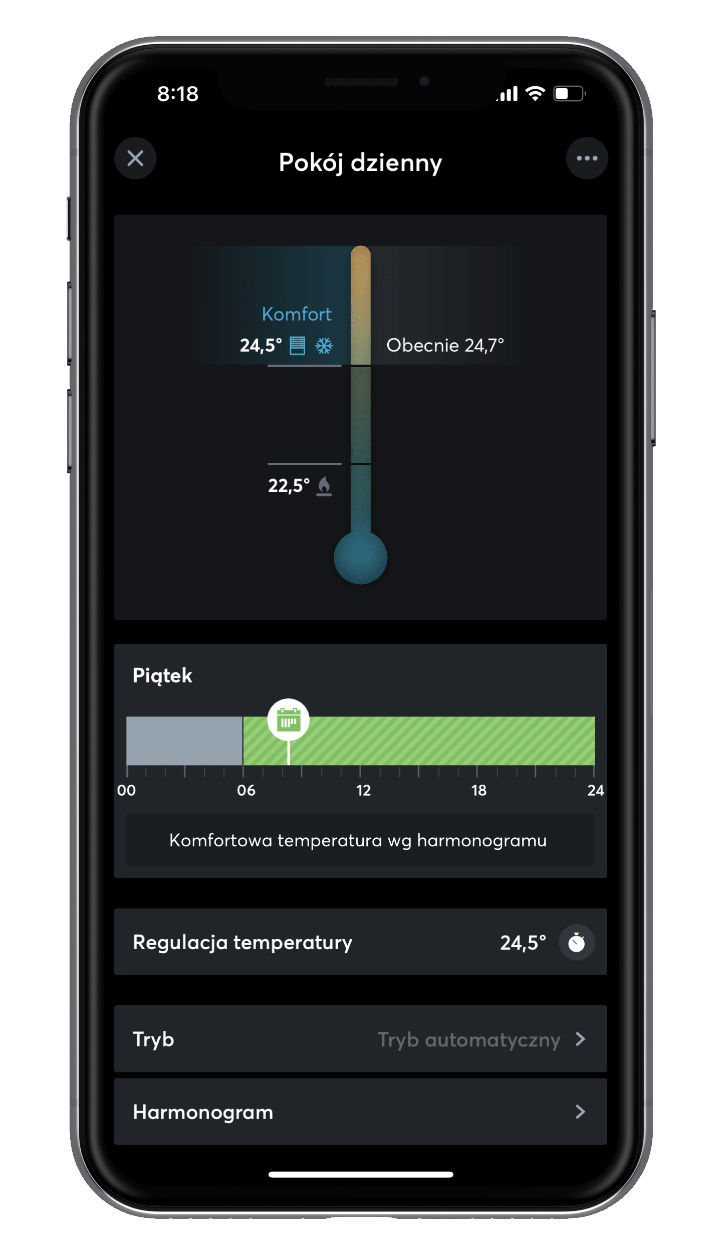 Regulacja temperatury w aplikacji Loxone