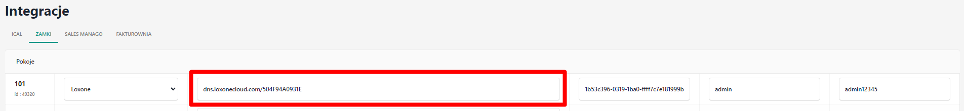 Widok panelu hotres, wpisanie adresu Miniservera