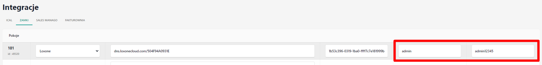 widok panelu hotres, wpisanie danych dostępowych