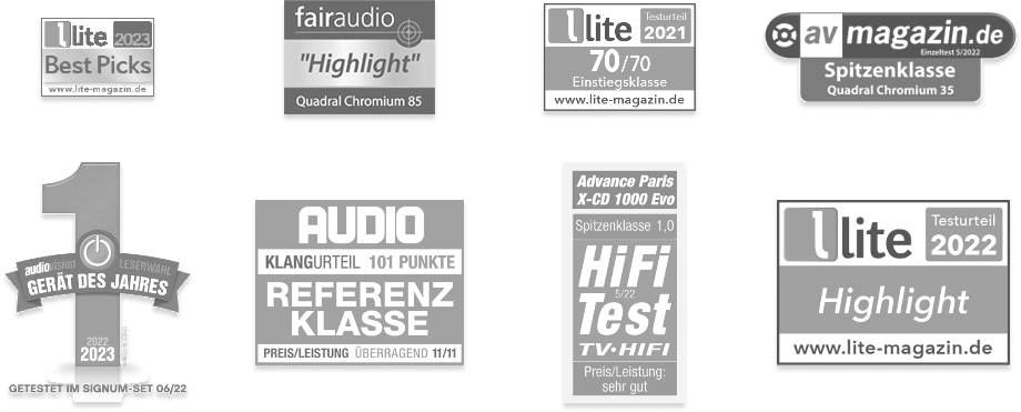 Wyróżnienia otrzymane przed głośniki Quadral