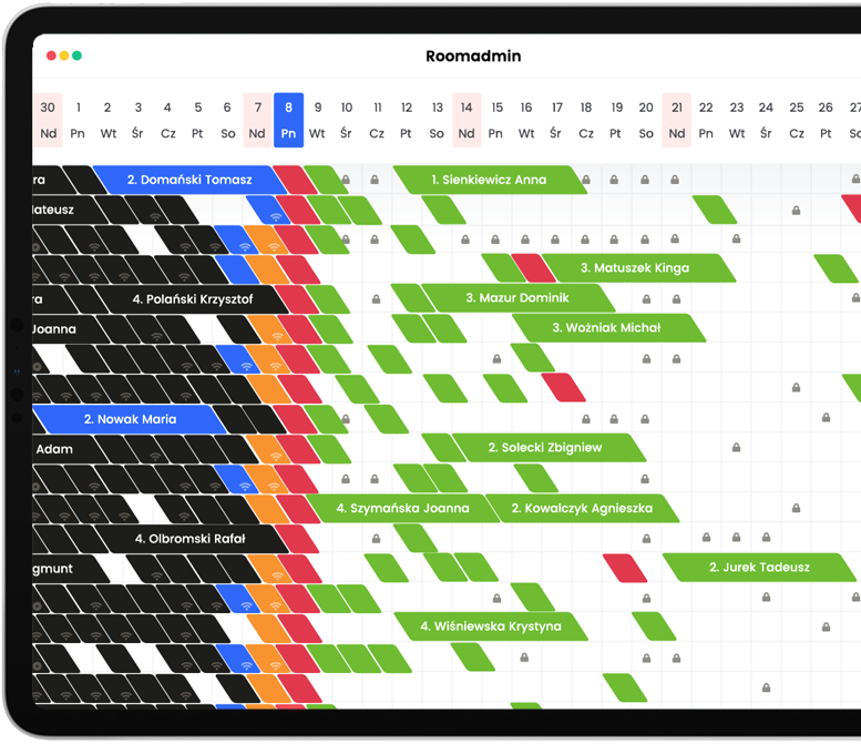 Interfejs platformy Roomadmin © Roomadmin