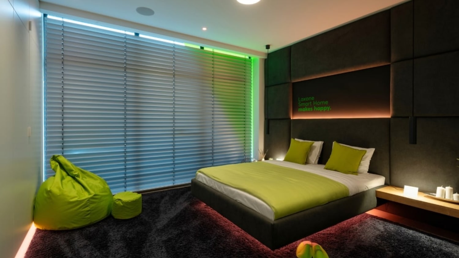 Sypialnia w showroomie Loxone w Bytomiu