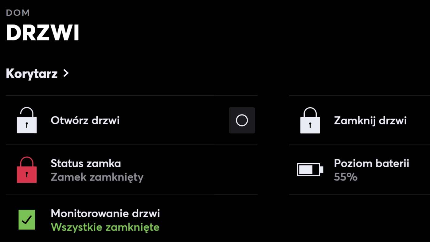Podgląd zamka Tedee w aplikacji Loxone