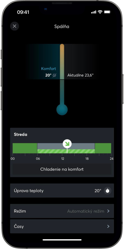Inteligentná regulácia teploty s časovým rozvrhom v aplikácii Loxone
