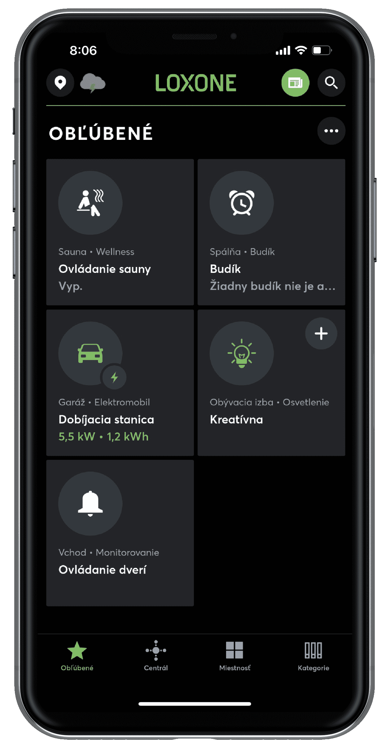 Funkcie v aplikácii Loxone