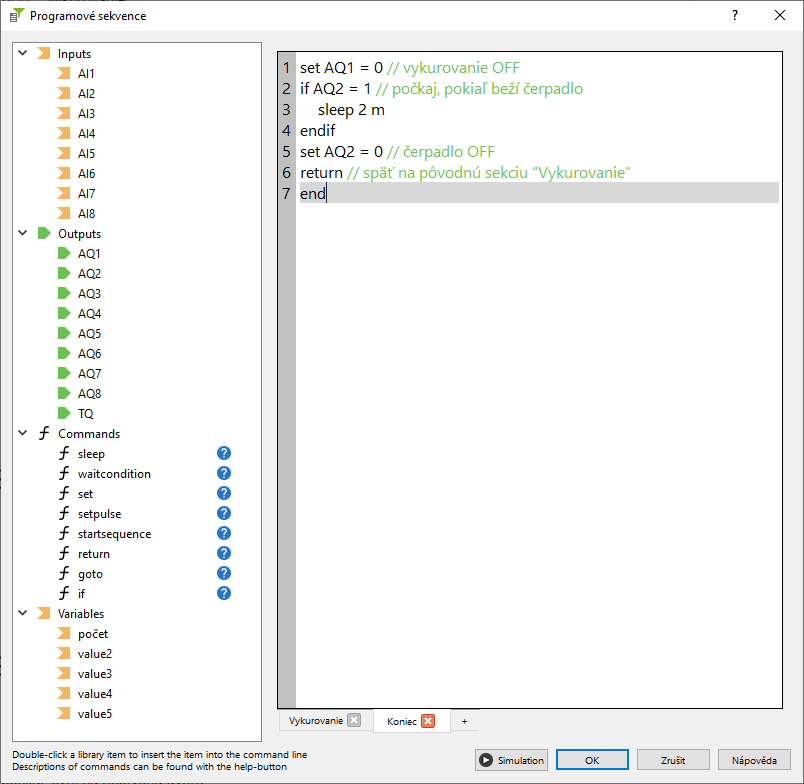 Program pro vypnutí čerpadla