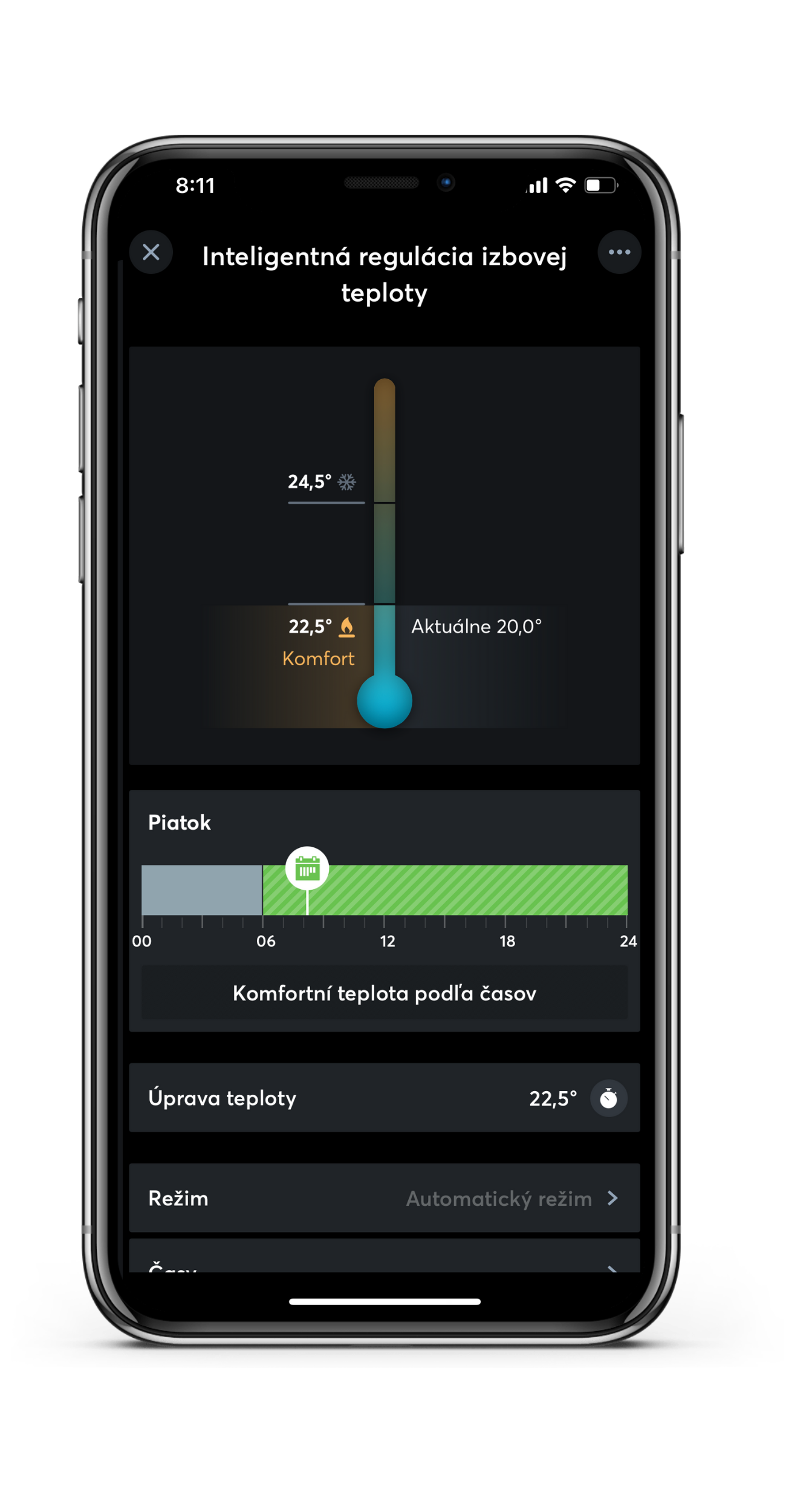 Nastavenie teploty pomocou Loxone App