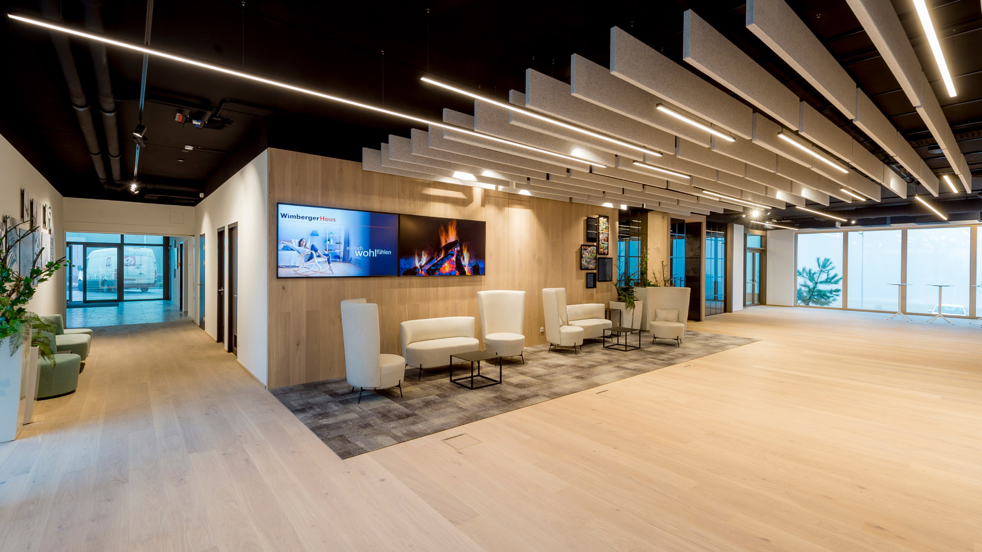 Inteligentne osvetlený salónik a recepcia inteligentnej kancelárie