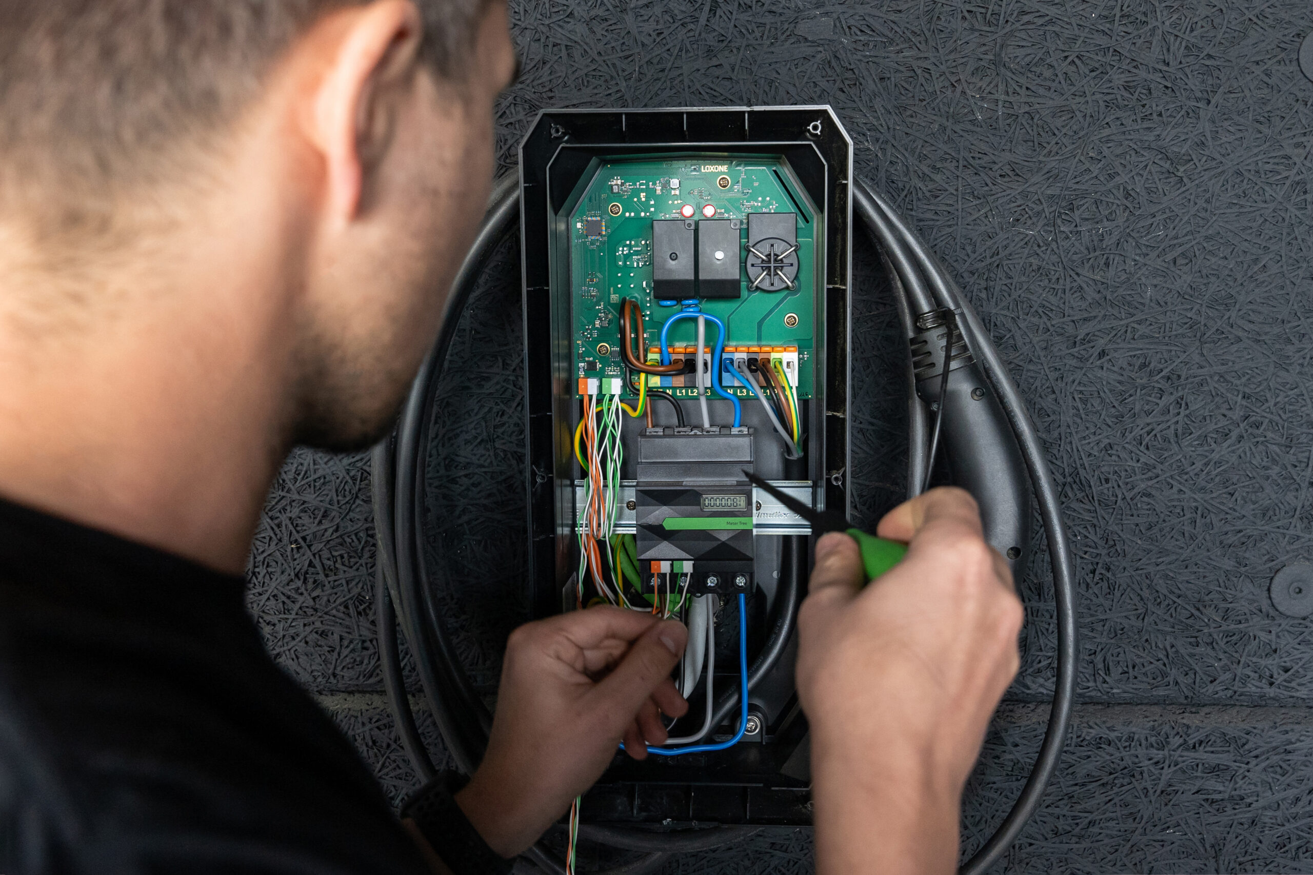 Elektromer Tree umiestnený v Loxone Wallboxe