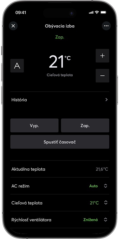 AC Control Air v obývacej izbe