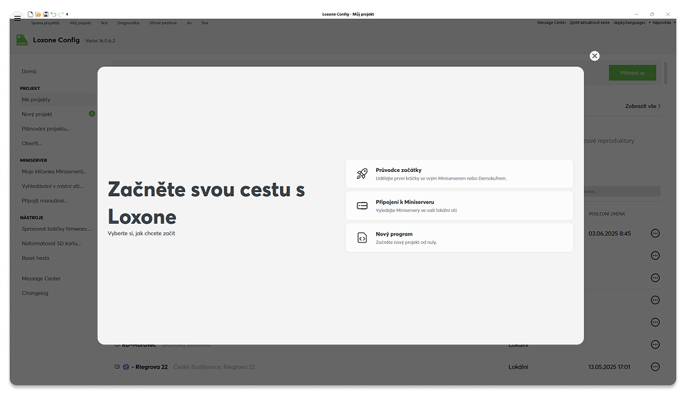 Úvodný sprievodca Loxone Config